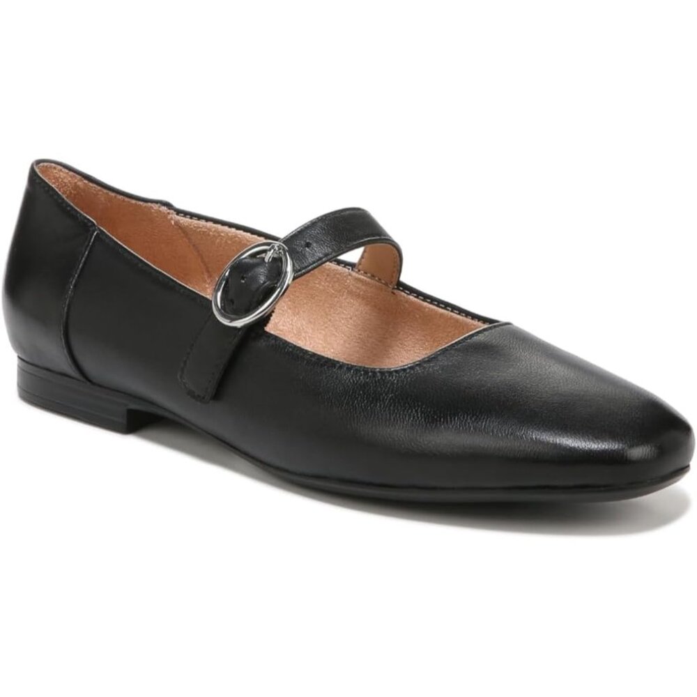 Contemporary Women's Kelly Flats In Black Leather - Size 7.5 For All-Day Comfort